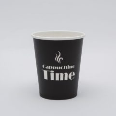 Cappucínós papír pohár 180 ml -  Time design fekete