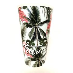 Mintás műanyag repohár- Tropical design 650 ml